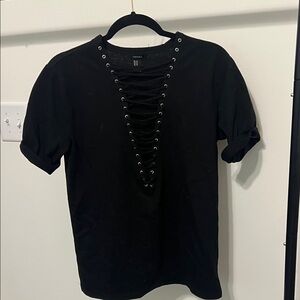 Forever 21 Black Lace-Up Top